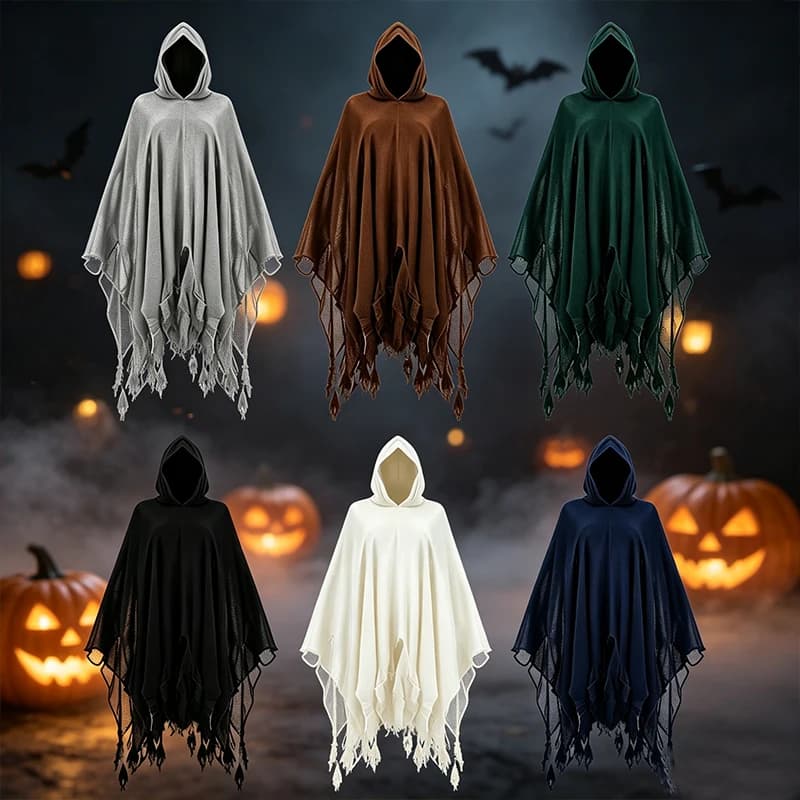 Ghost Dementors Cosplay Costume Unisex Gothic Horror Zombie Vampires Hooded Capes Day Of The Dead Party Props Cloaks