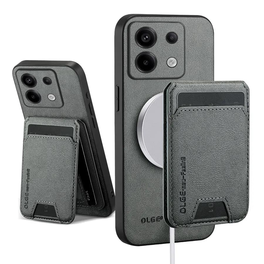 OLGE Custodia in pelle per borsa per carte staccabile di lusso 2 in 1 per Redmi Note 13 Pro 5G/Poco X6 5G Supporto per borsa per carte Magsafe Portafoglio Funda