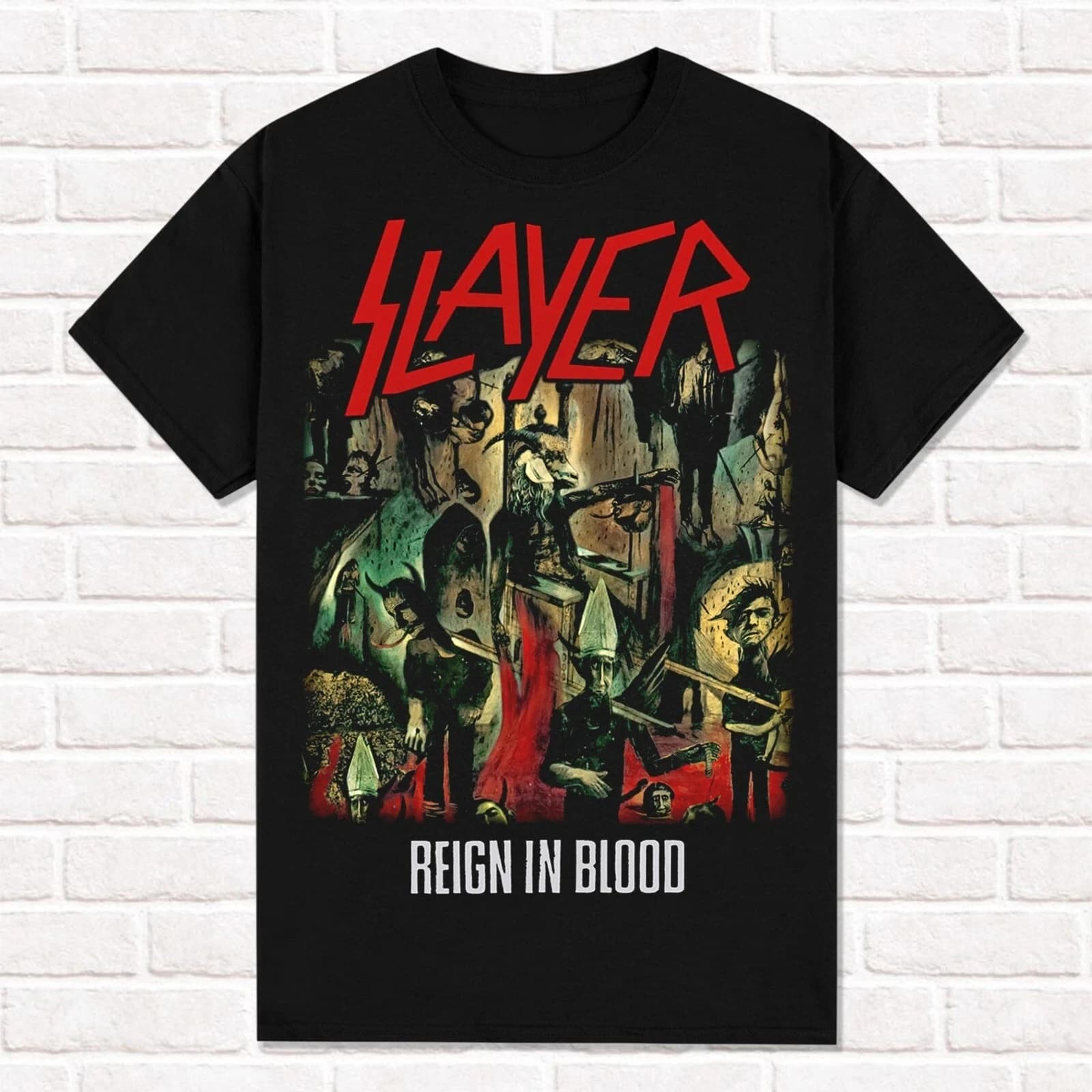 Slayer Black T-Shirt Reign in Blood 1986 Thrash Metal Heavy Metal T Shirt Tees Tops Unisex Cotton Short Sleeve High Street