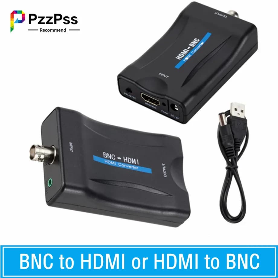 PzzPss Converter from BNC to HDMI compatible and HDMI to BNC Display HD 1080P/720P Video Adapter Monitor