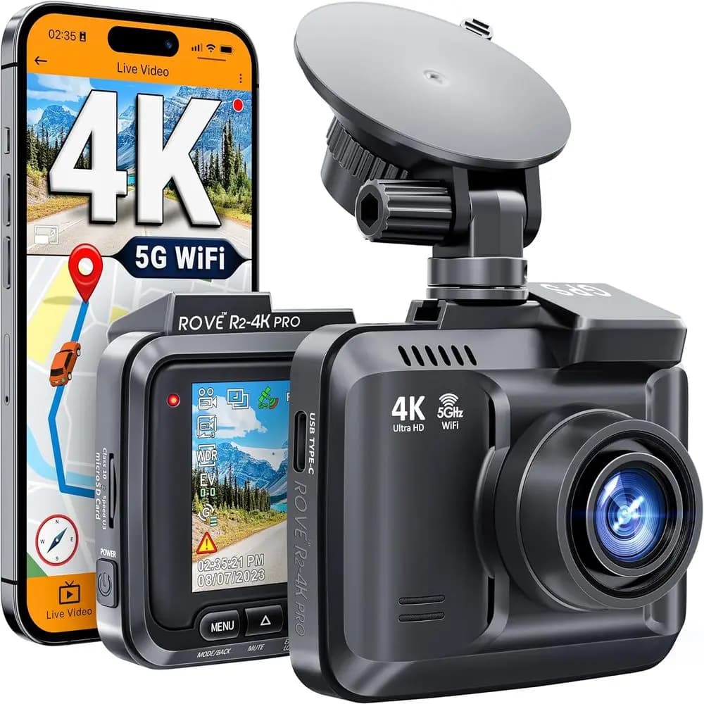 Dash Cam 5G con GPS, Visione Notturna, Monitoraggio Parcheggio, Supporta fino a 512GB, Risoluzione 2160P UHD