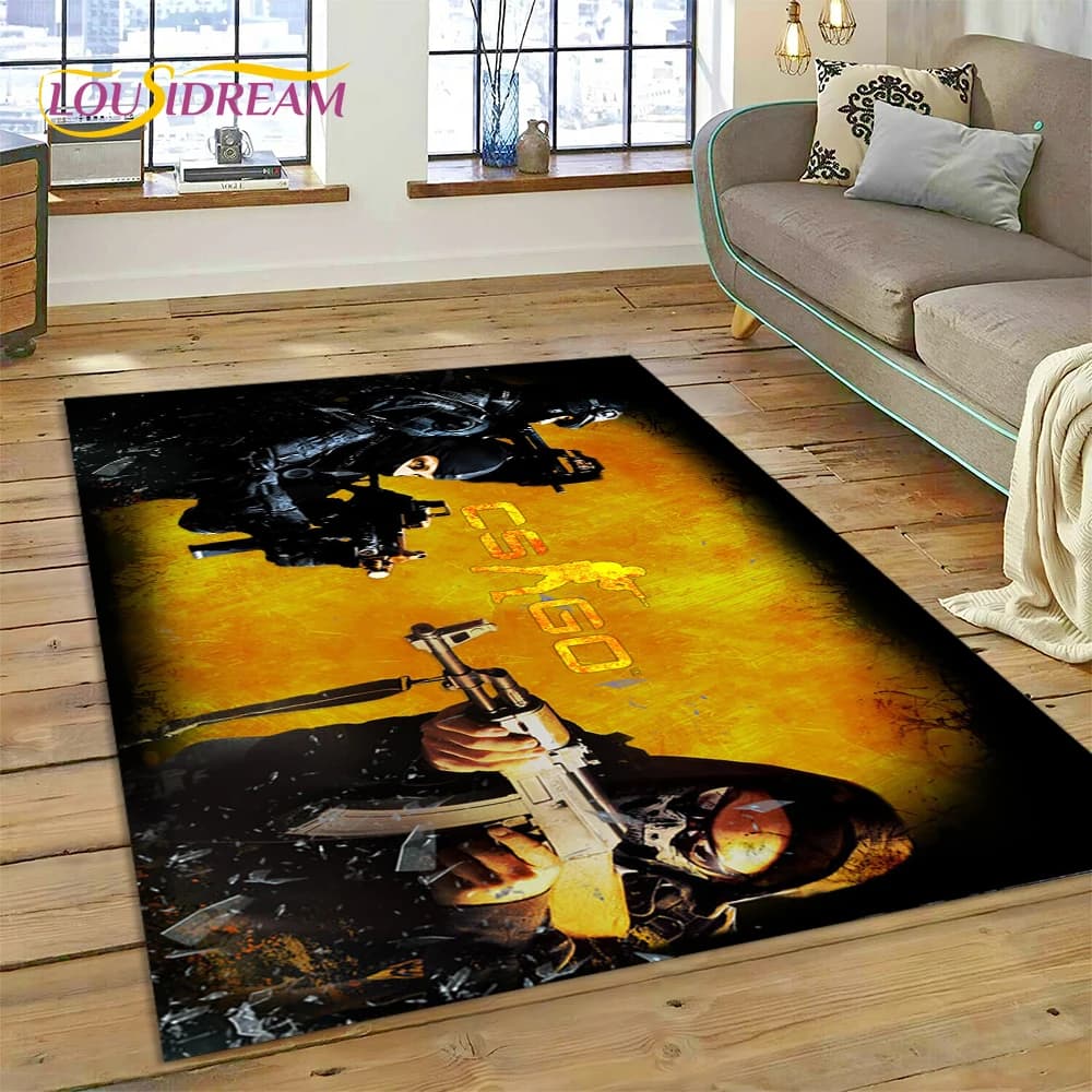 CS GO, Counter Strike Game Gamer HD Tappeto per soggiorno Arredamento camera da letto, Tappetino Decorazione antiscivolo per divano Zerbino regalo