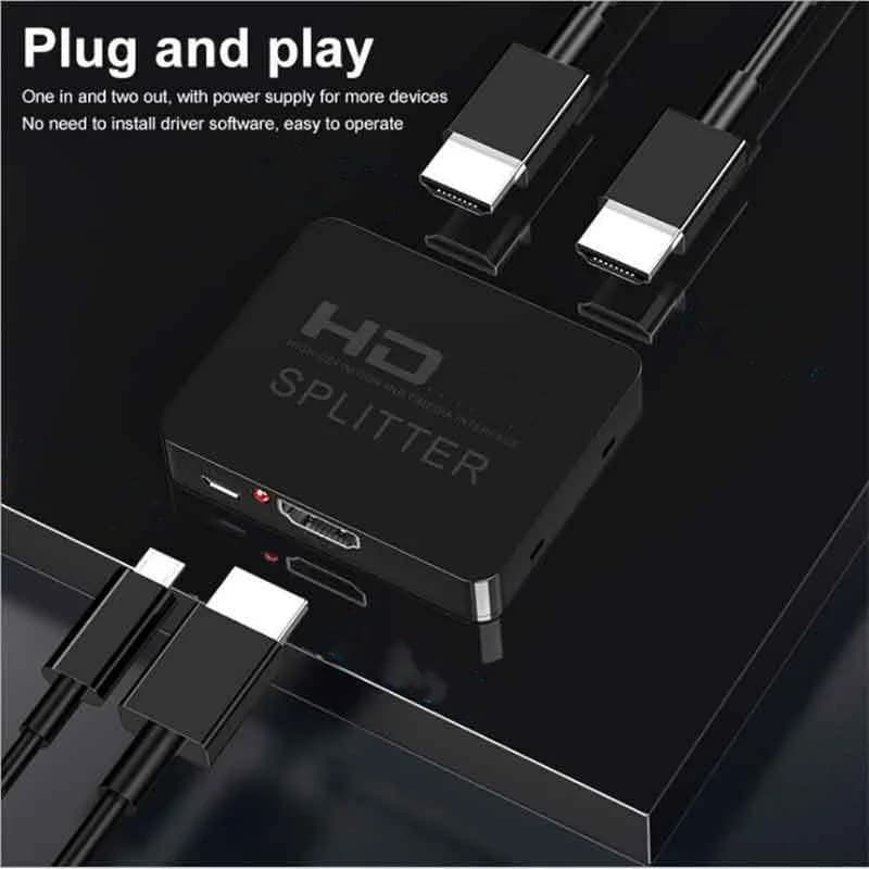 Switch compatibile HDMI 1x2 4K Amplificatore distributore video 1 ingresso 2 uscite Doppio display per monitor PC Box compatibile HDMI Proiettore L