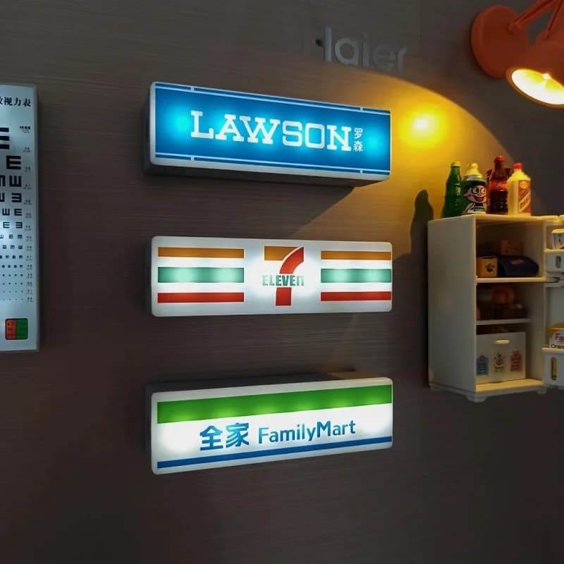 Coffee Shop Magnetic Fridge Stickers Creative Convenience Store Light Signs Home Decorative Ornaments 711 Luminous Light Boxes