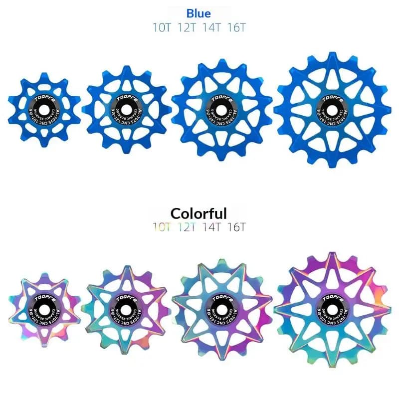 〔ODS13〕Bicycle Derailleur Jockey Wheels 10/12/14/16T Aluminum Ceramic Bearing Positive Negative Teeth Pulley Hollow Lightweight