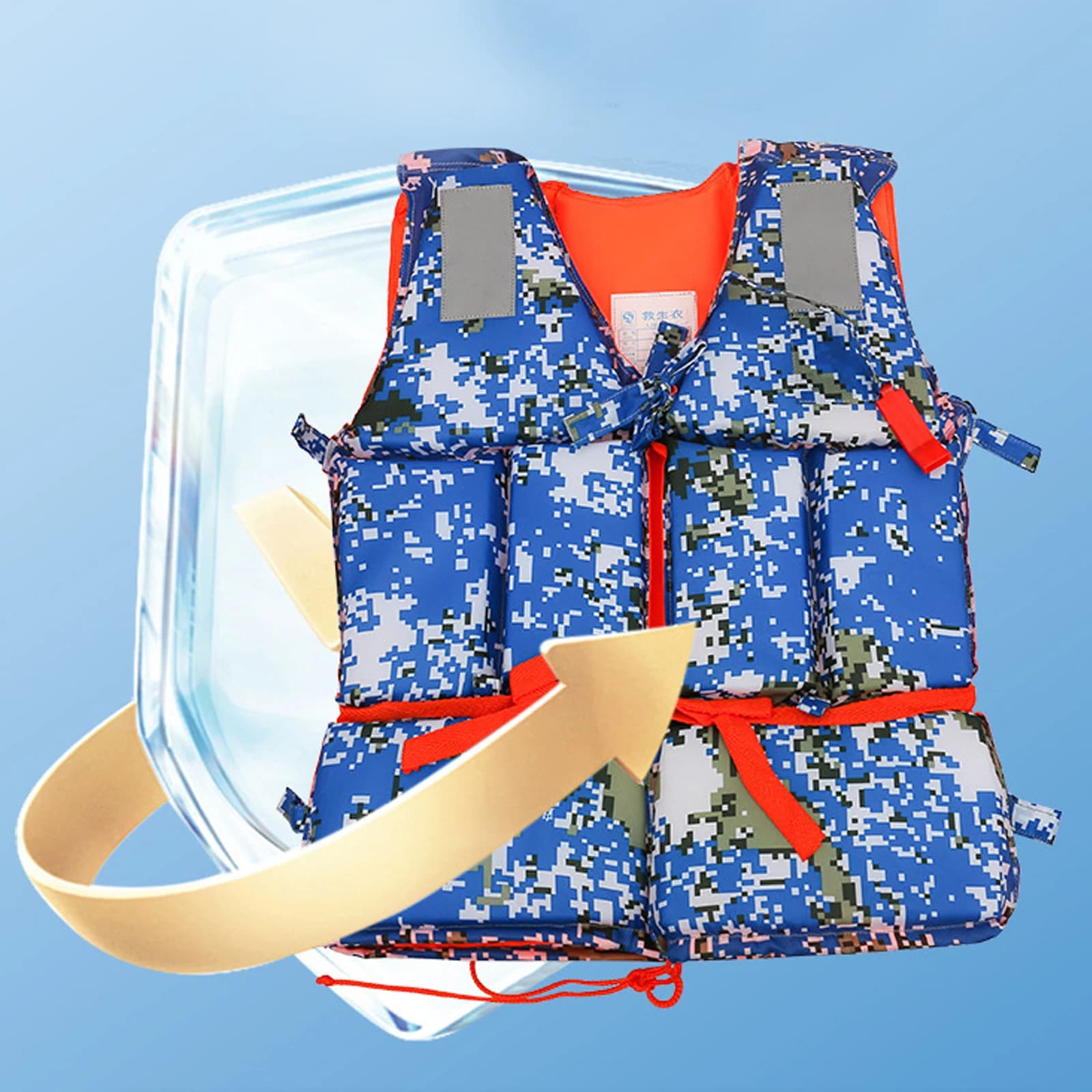 Oxford Camouflage Life Jackets One Size Fits All EPE Foam Drifting Buoyancy Vest Flood Essential Accessories for Disaster Relief