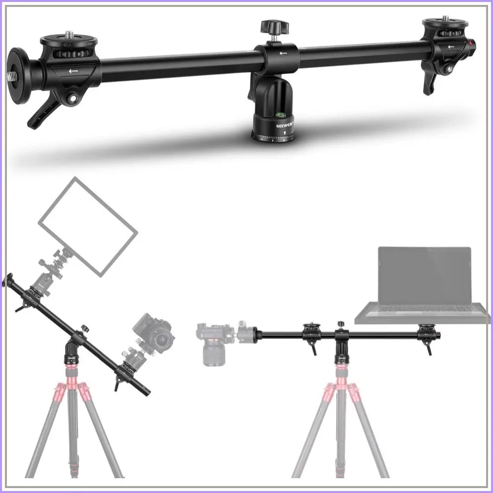 30" / 76cm Horizontal Tripod Center Axis with 3/8" Screw, Aluminum Alloy 360° Rotatable 180° Vertical Adjustable Extension Boom Arm for Macro Overhead Photography (Load up to 22lb)