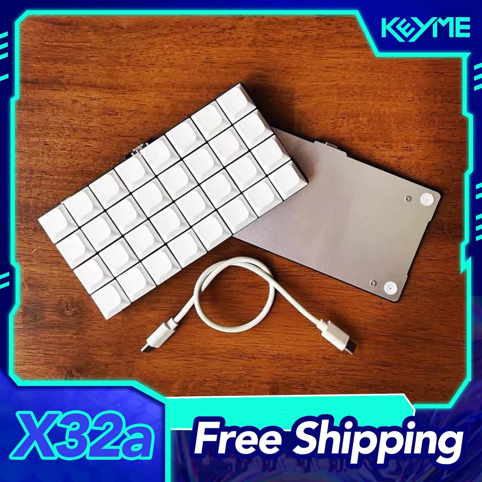 Kit Tastiera Divisa X32a Cablata con Supporto QMK, Tastiera Personalizzabile con Cavo Type-C, Accessori per Gamer PC, Compatibile con Windows, MacOS, Linux