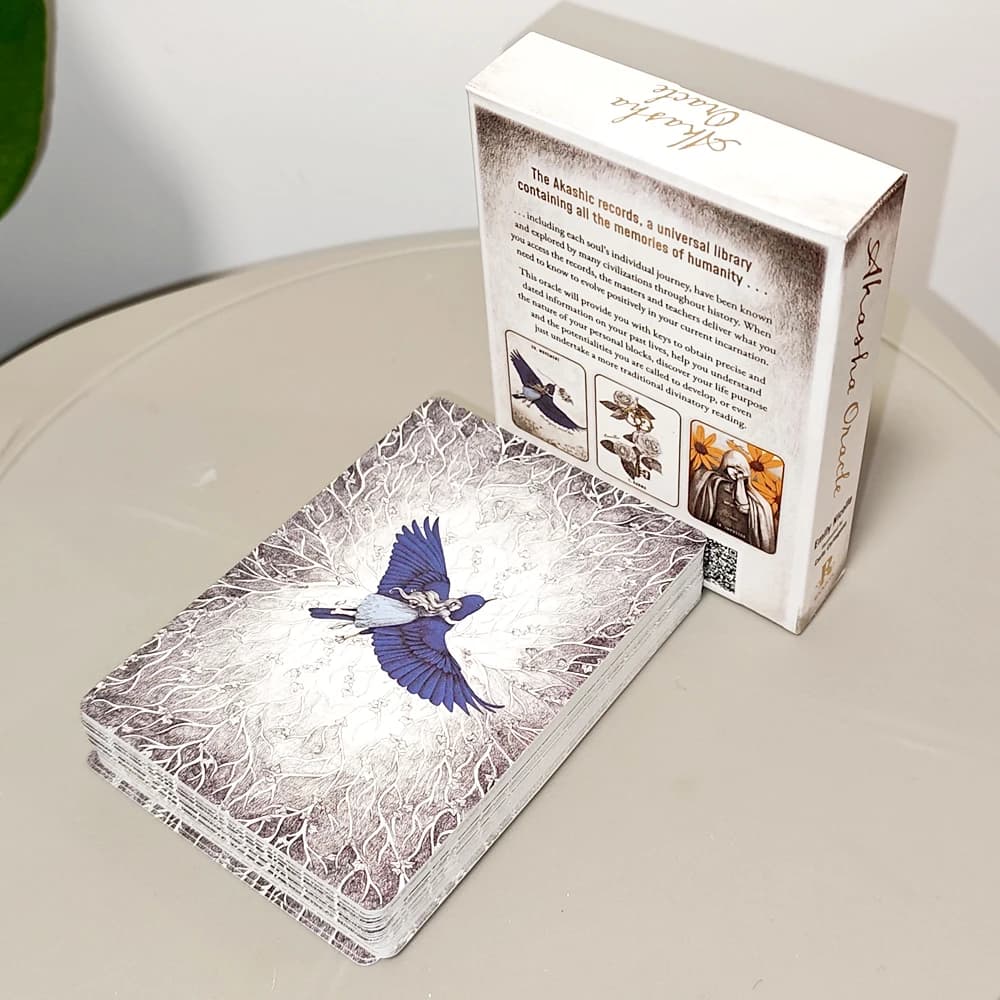 Mazzo di Carte Oracolo Akasha 50 Carte 10.5x7.5cm per Sbloccare la Saggezza della Vita Passata, Registri Akashici Stampati su Cartoncino Goffrato 350GSM