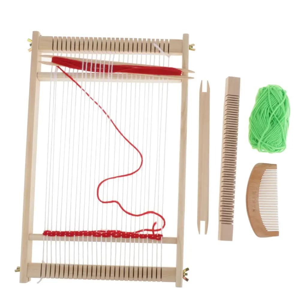 Creative DIY Weave Loom Wooden Weaving Toy Kit for Kids Handcraft Developmental Educational Toy for Childrens Learning Play