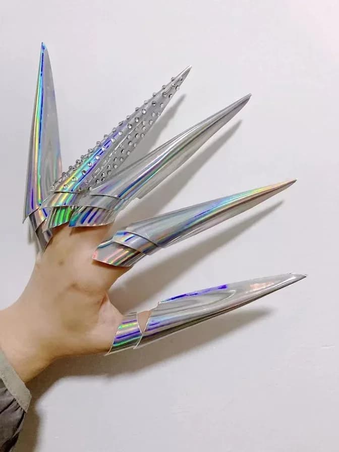 Gioco LOL KDA Evelynn agonale abbraccio Cosplay puntelli donne anelli di barretta Sexy artigli gotici unghie a mano accessori per feste di Halloween