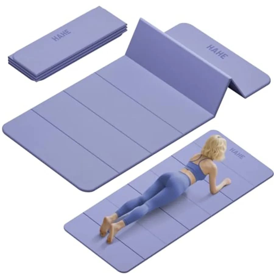 Foldable Yoga Mat for Home Workout and Travel, PVC Material, Black, Non-slip Surface and Portable Thick Design