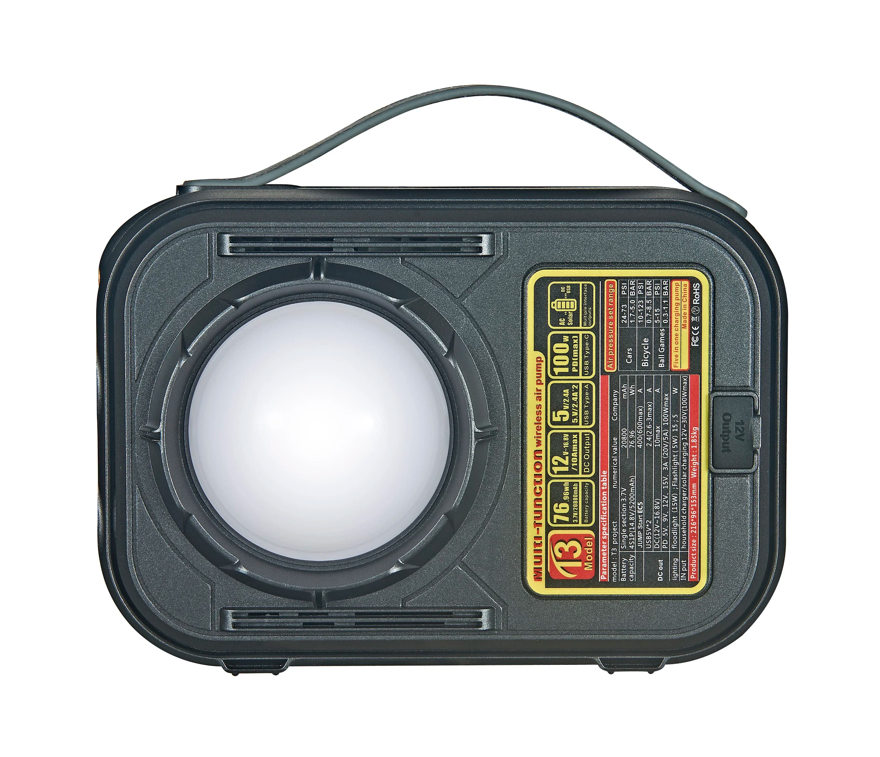 GCSOAR Mini pompa d'aria portatile DC per avviamento di emergenza, riavvio, illuminazione, pneumatici, palle, gonfiaggio dell'aria con ricarica USB