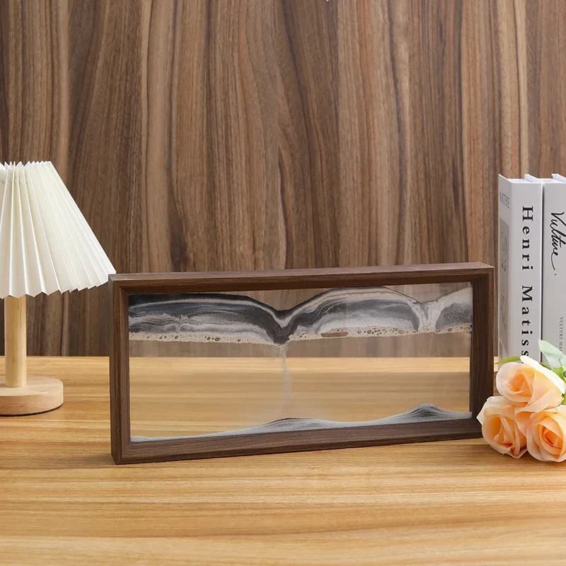 Cornice in legno Paesaggio sabbie in movimento Sabbia Immagine artistica Sabbie mobili Clessidra liquida 3D Artigianato Pittura con sabbia che scorre Ufficio Decorazioni per la casa Regali