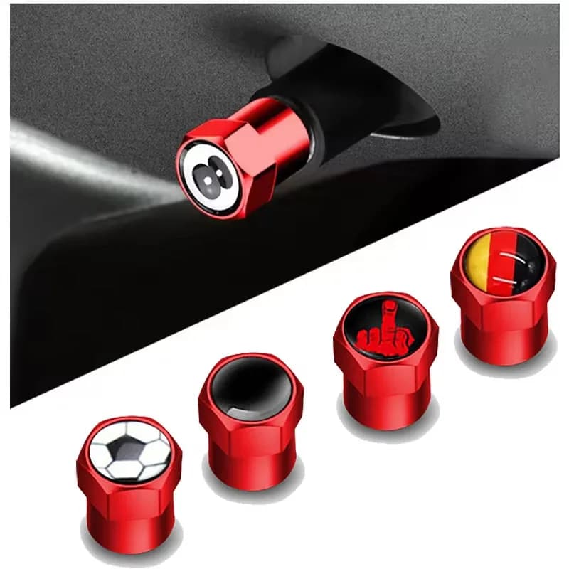 Set di 4 Tappi Valvola in Metallo di Alta Qualità per Auto, Copri Valvola Pneumatici con Emblema per Tutti gli Stili di Auto, Accessori per Biciclette e Moto