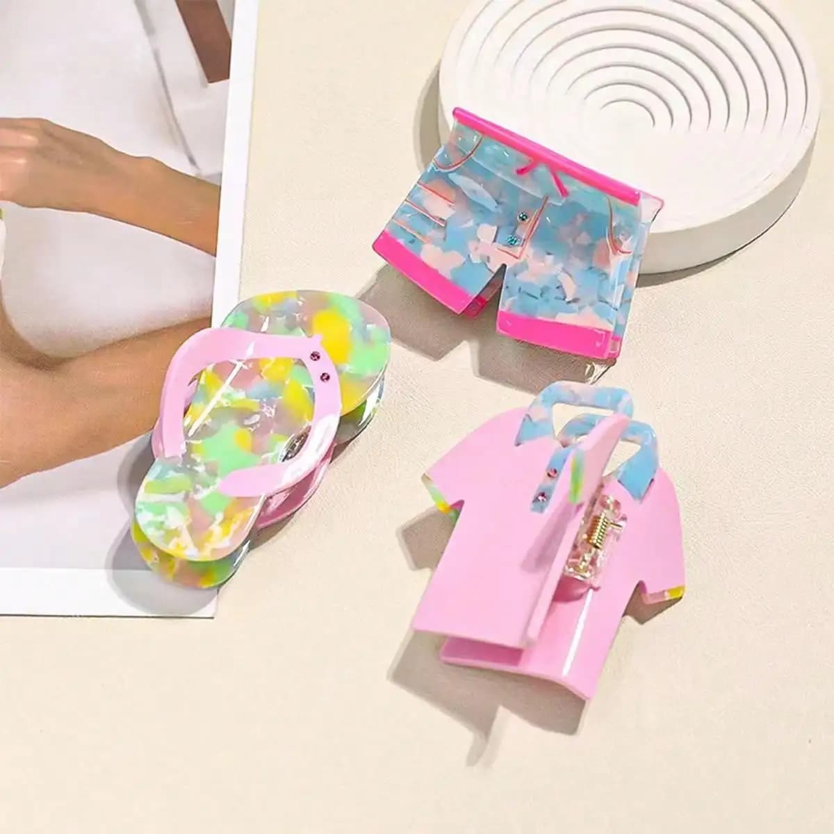 1pc hair clip in acetate by women custom slippers t-shirt shorts grab clip flat hair clip shark headdress for hair