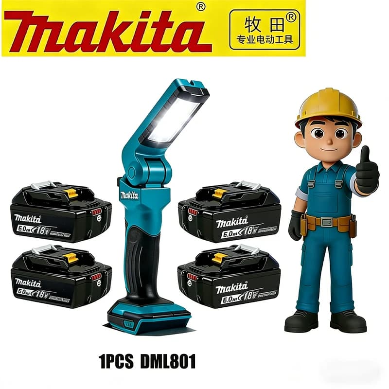 Batteria️ Lampada da lavoro ricaricabile originale Makita DML801 18V LXT, lampada da tavolo pieghevole, torcia a LED, utilizzata solo per l'illuminazione degli utensili