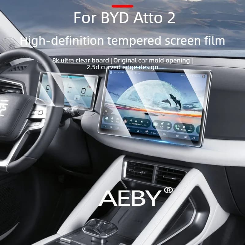 AEBY Per BYD Atto 2 Smart Driving Editio 2024-2025 Protezione per touch screen, vetro temperato trasparente HD, antigraffio, anti-impronte