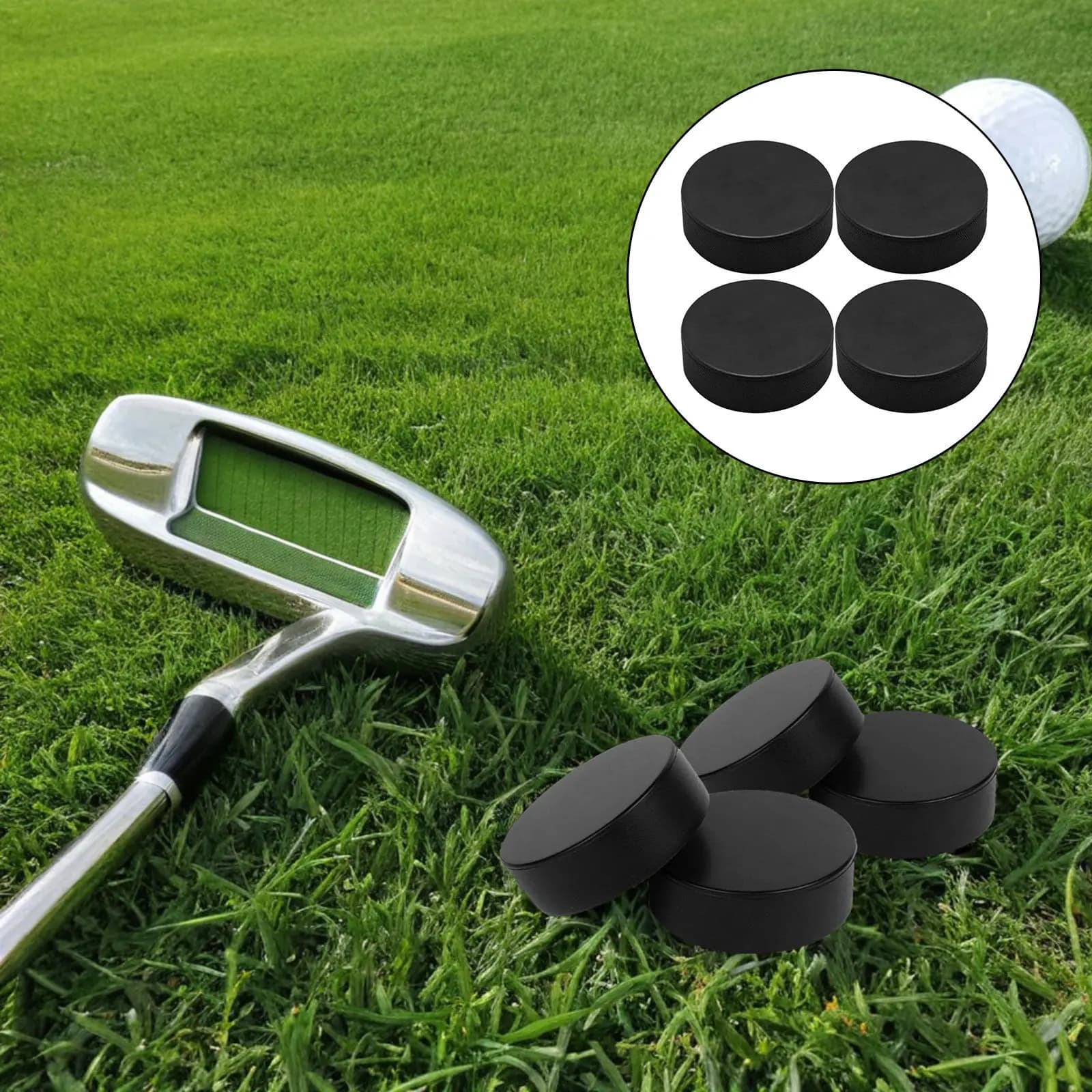 4 Pezzi Disco da Hockey su Ghiaccio in PU per Allenamento, Pratica e Competizione, Attrezzatura Sportiva per Pattinaggio a Rotelle e Sport all'Aperto
