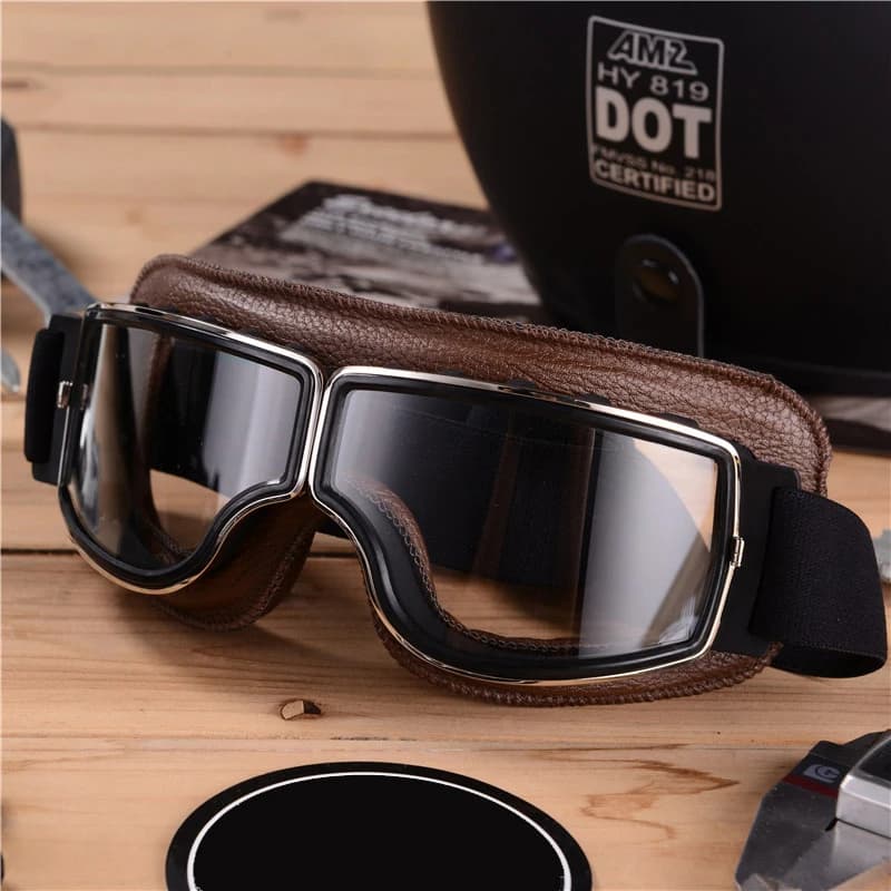 Motorcycle Glasses Motorcycle helmets Windproof motorcycle sunglasses Sunglasses Motorcycle retro accessories in universal folding leather retro