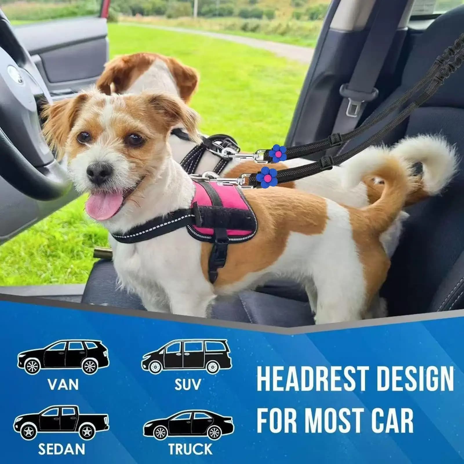 Cintura di sicurezza per animali domestici per cani Imbracatura per animali Imbracatura per cintura di sicurezza retrattile per cani in auto per razze piccole e medie Viaggi su strada lunghi