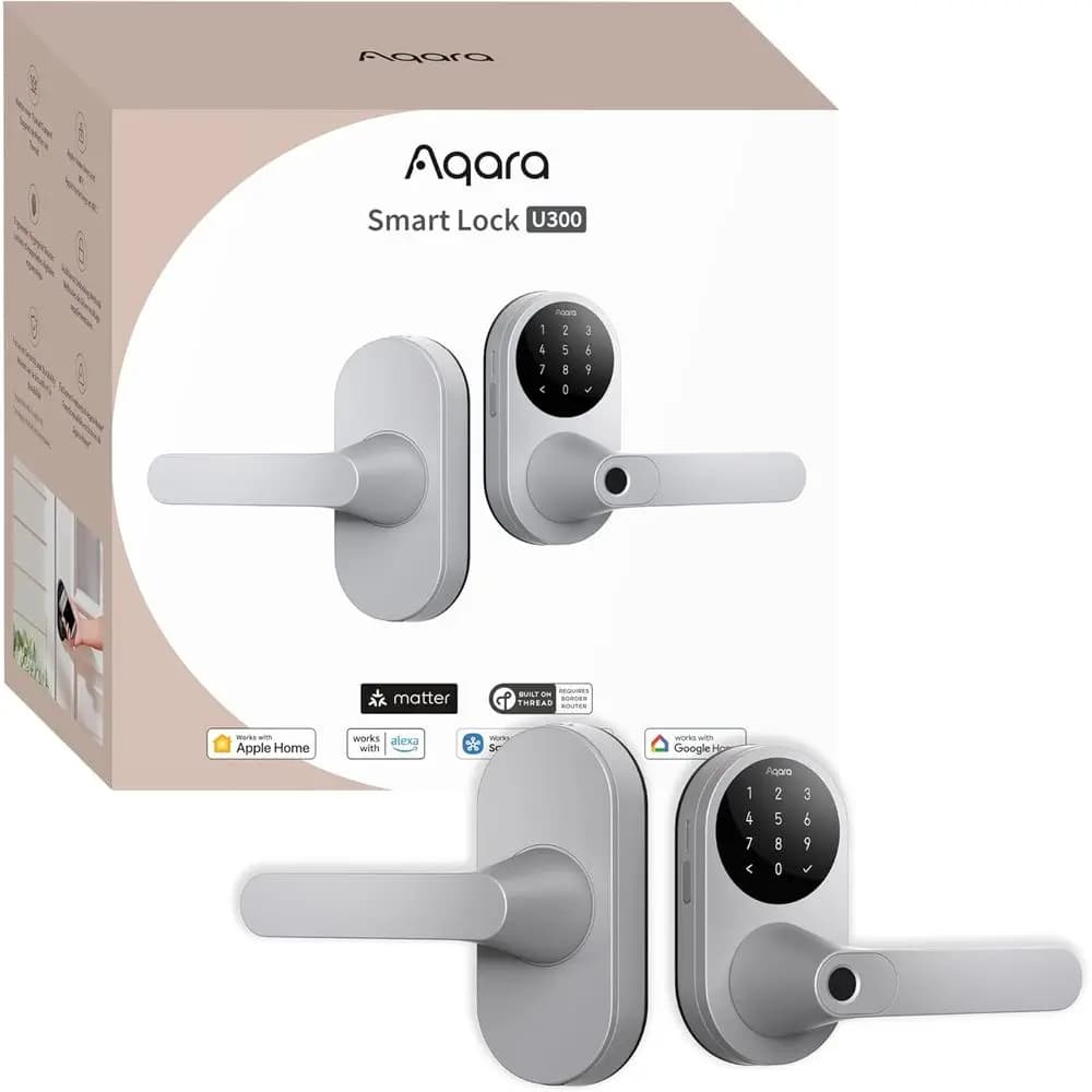 Serratura Intelligente U300 con Impronta Digitale e Maniglia, Compatibile con Matter e Thread, con Chiavi di Emergenza, Tastiera Touch e Leva Intelligente, Supporta H