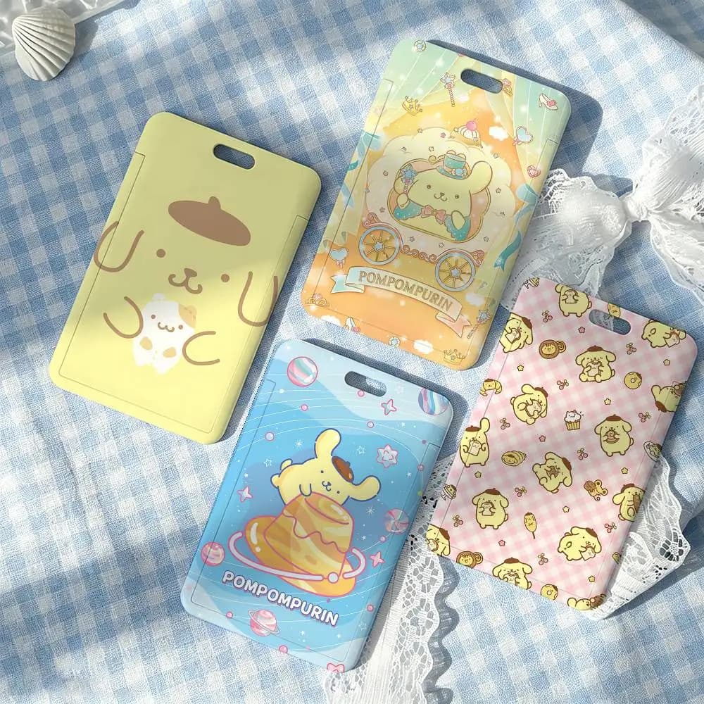 P-Pompompurins Card Holder, Leather Card Storage Box, Key Chain, Access Tag Holder, ID Card Holder, Key Chain