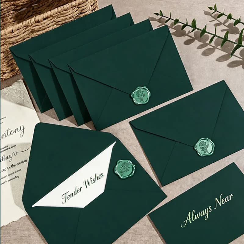 30pcs Vintage Green Envelope 11x16cm forWedding Invitation Greeting Card Business Supplies Gratitude Postcard Message card