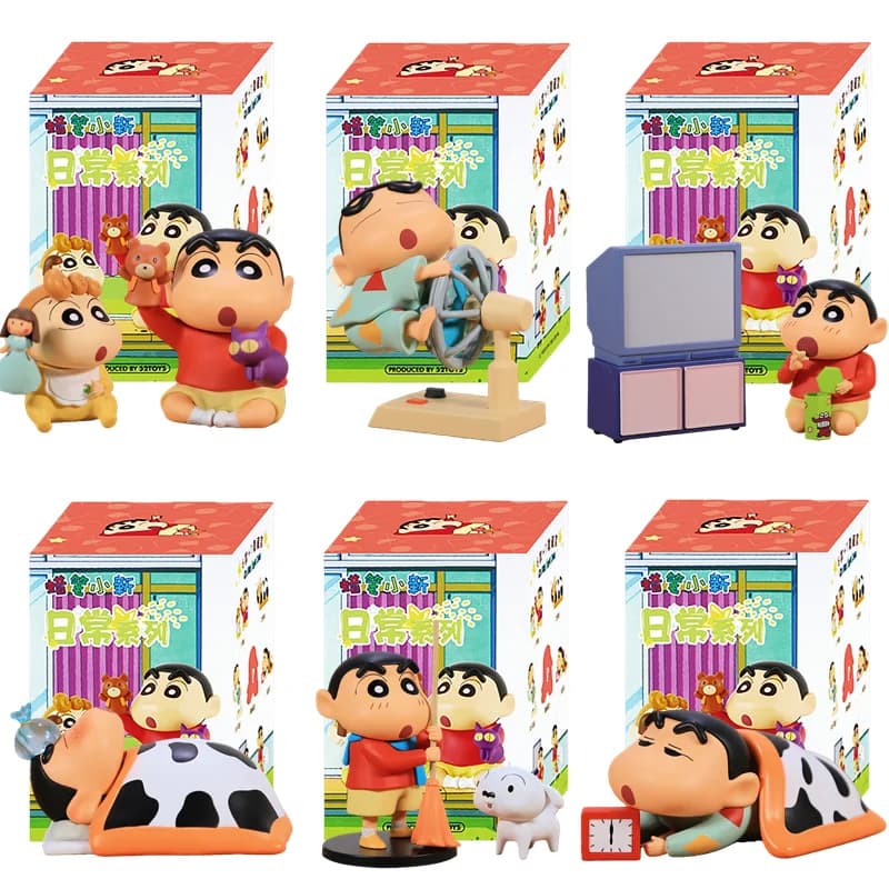 6 Pezzi Crayon Shin-chan Anime Doll Blind Box Serie Quotidiana Action Figure Modello da Collezione Giocattoli Statua Ornamento Regalo di Natale