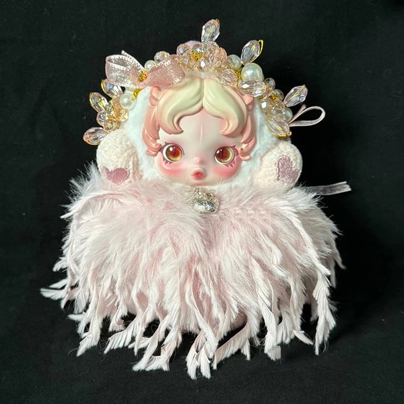 SKULLPANDA Sleepless Theatre Series GHOSTIE Doll Esclusiva Gonna con nappe di piume Accessori per capelli da fata oscurità Panno per bambole scure