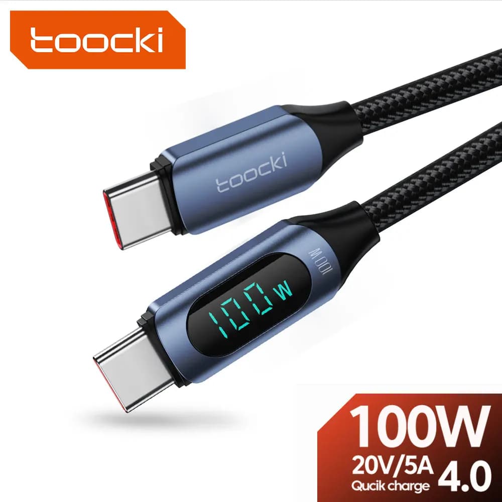 Toocki Display da 100 W Cavo da USB C a USB C Cavo di ricarica rapido PD Cavo da tipo C a tipo C per Xiaomi Poco Samsung Huawei MacBook iPad