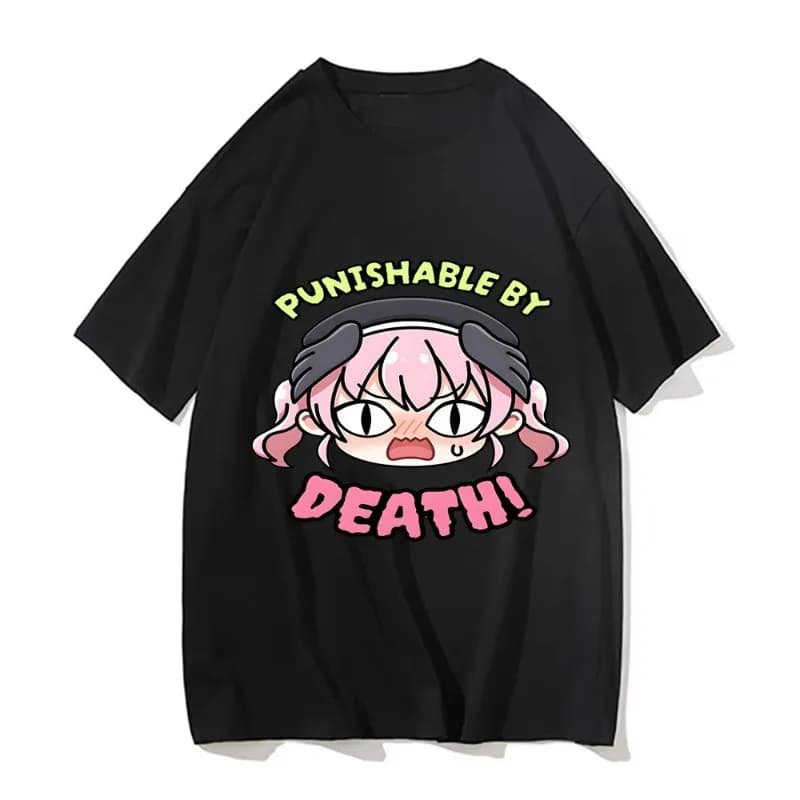 Blue Archive Punishable By Death Print T Shirt Rap Men's Women's Tshirt Cartoon Oversized Short Sleeve Casual Pure Cotton Tees