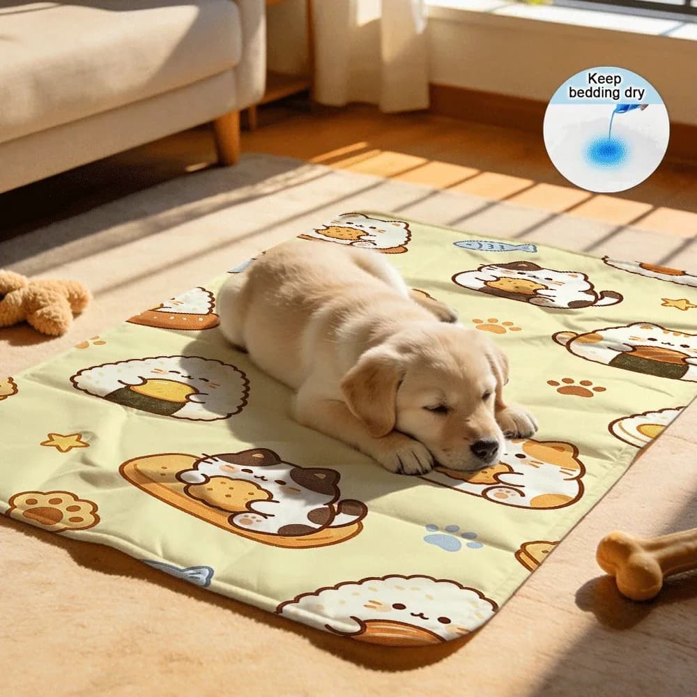 Adorable Kitties Food Fun Pattern Reusable Stain Resistant Dog Potty Mats Washable Easy Rinse Clean at Home