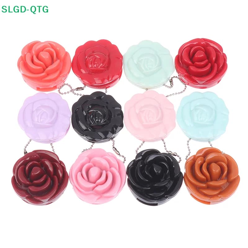 NEW Empty Eyeshadow Case With Keychain Rose Flower Shape Lipstick Box Cosmetic Packing Container Refillable Makeup Lip Mask Case