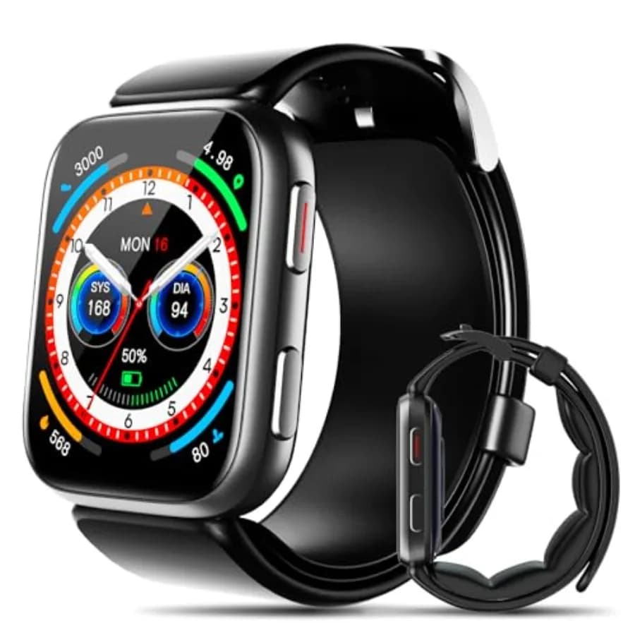 Smartwatch con Monitoraggio della Pressione Sanguigna 1.95 con Bracciale a Pompa d'Aria Nero, Monitoraggio del Sonno, Frequenza Cardiaca, Contapassi, Condivisione Dati, Promemoria e Allarme