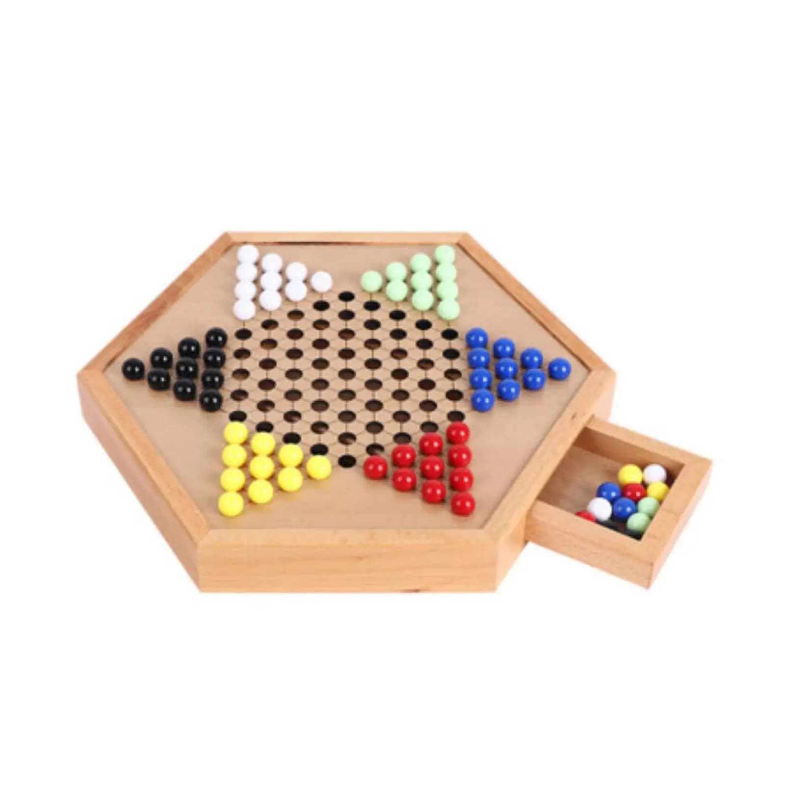 Gioco da Tavolo Deluxe Scacchi Cinesi in Legno di Faggio con Biglie Acriliche di Lusso, Gioco Educativo Strategico per Bambini e Feste in Famiglia