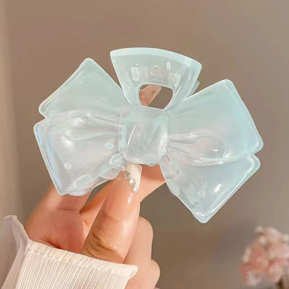 Sweet Five-pointed Star Bow Hair Clip Acrylic Jelly Color Hairpin Shark Clip for Women Hair Accessories