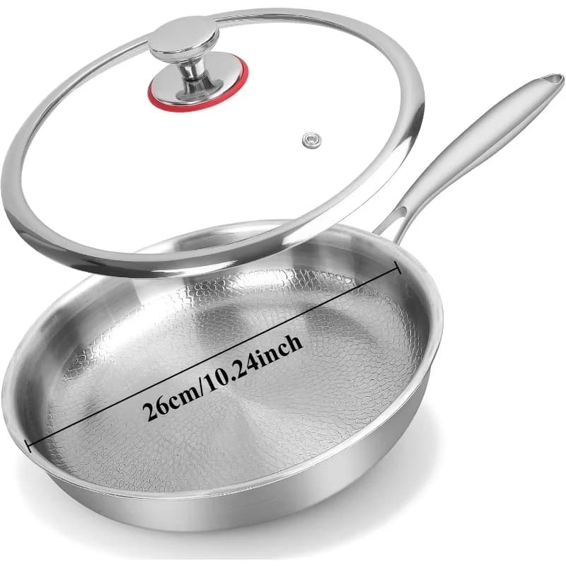 Upgraded Titanium Hammered Frying Pan With Lid Titanium Non-stick Frying Pan Scratch-resistant Heats Evenly For All Stovetops
