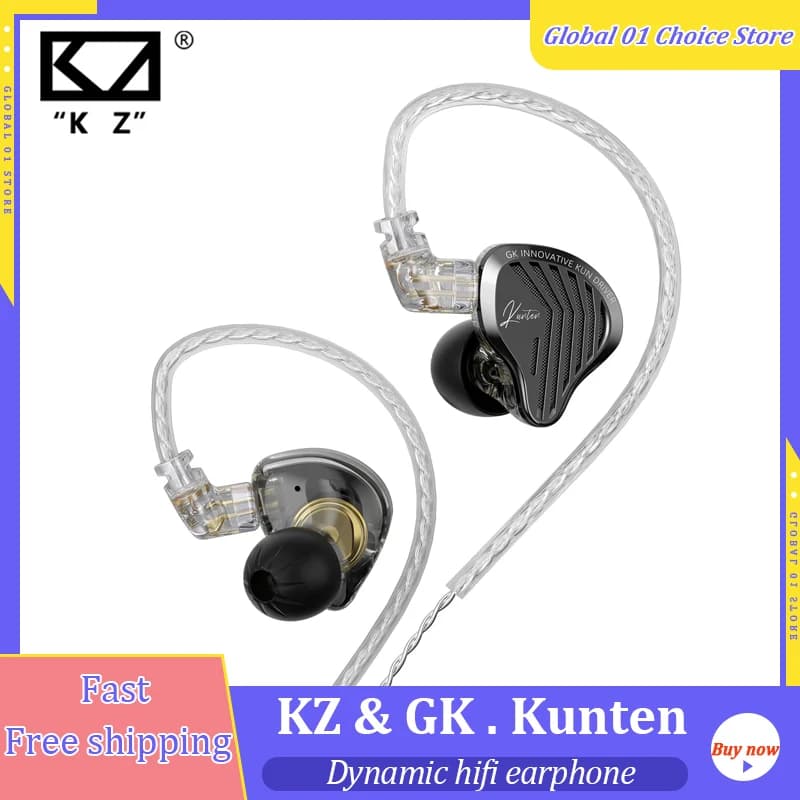 Auricolari Gk Kunten 1DD con driver dinamico, IEM Hi-Fi, auricolari in-ear con cavo staccabile a 2 pin, cuffie da gioco in metallo.
