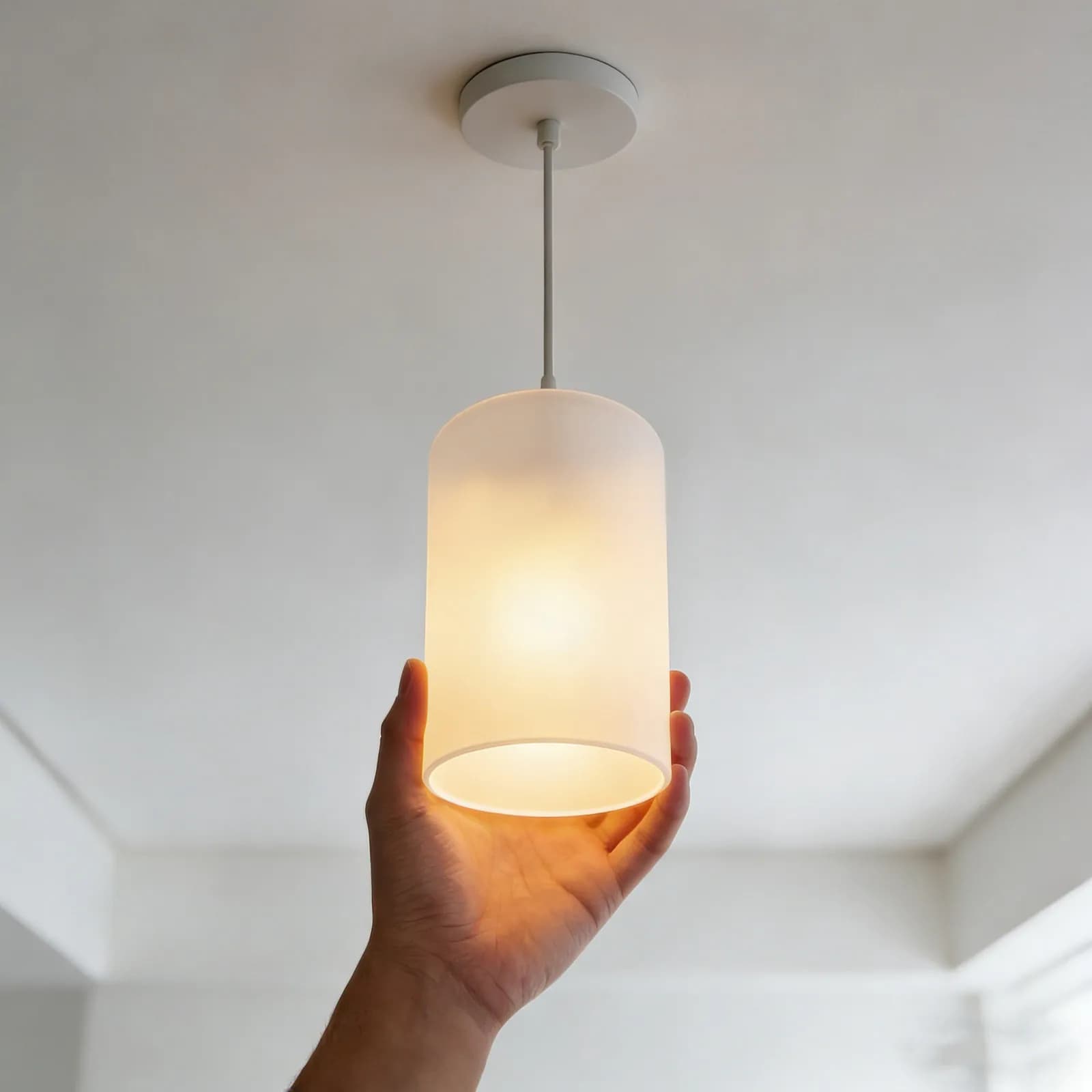 Glass Cylinder Lampshade E27 Replacement 13x10cm Frosted White Drum Pendant Shade Soft Light Diffusion Modern Minimalist