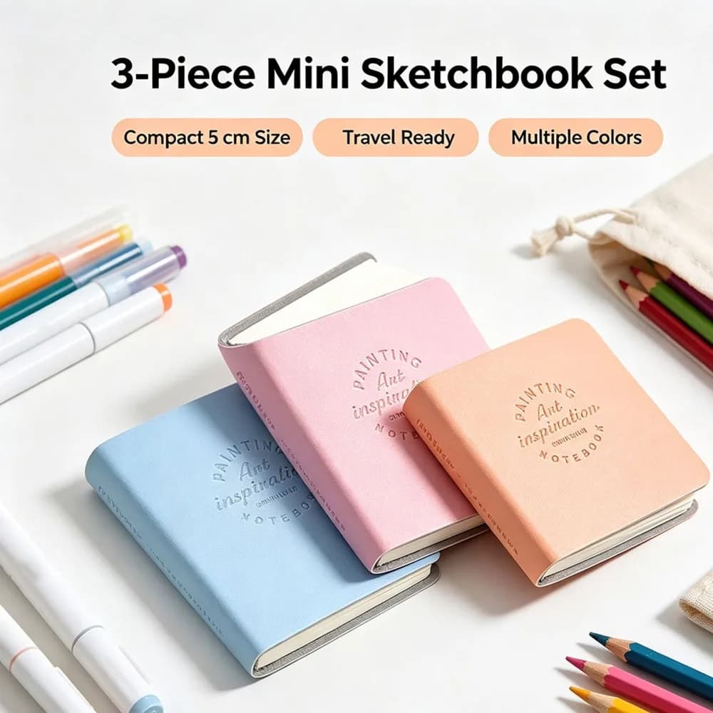 2026 New Tool 3 Pcs Small Watercolor Drawing Book Square Art Pad Portable Journal for Travel Outdoor Sketching