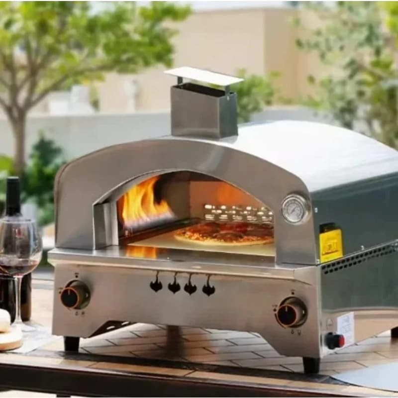 Forno a Gas da Esterno con Pietra Rotante Automatica - Forno per Pizza Portatile a Propano da 14 Pollici