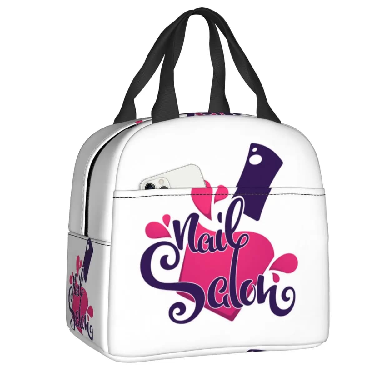 Borsa per il pranzo termica personalizzata per studio di unghie e manicure, regalo per manicure da donna, borsa per il pranzo portatile, scatola per alimenti per la conservazione della scuola