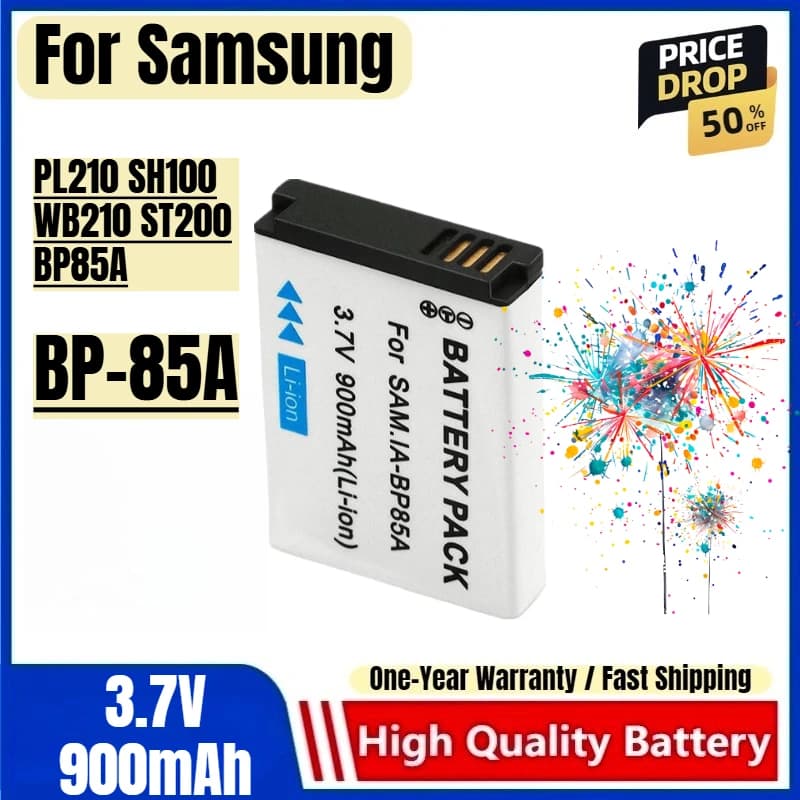 Batteria BP-85A 3.7V 900mAh Ricaricabile e Caricabatterie per Fotocamere Samsung PL210 SH100 WB210 ST200 BP85A