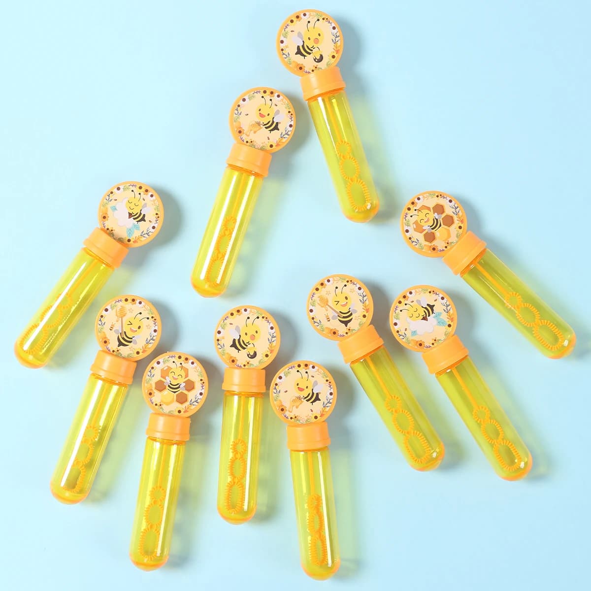 10 pezzi di bottiglia di sapone con tubo a bolle a tema ape dolce, bomboniere per feste di compleanno per bambini, regali per feste per ospiti, giocattoli creativi per bambini