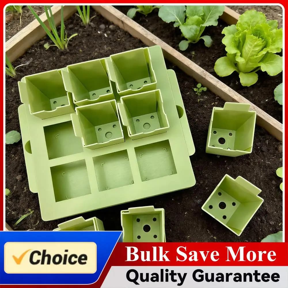 Double Use Semi Germination Tray, Reusable, 9 Cells, Mini Grid Plate with Gardening Labeling and Open transplantation