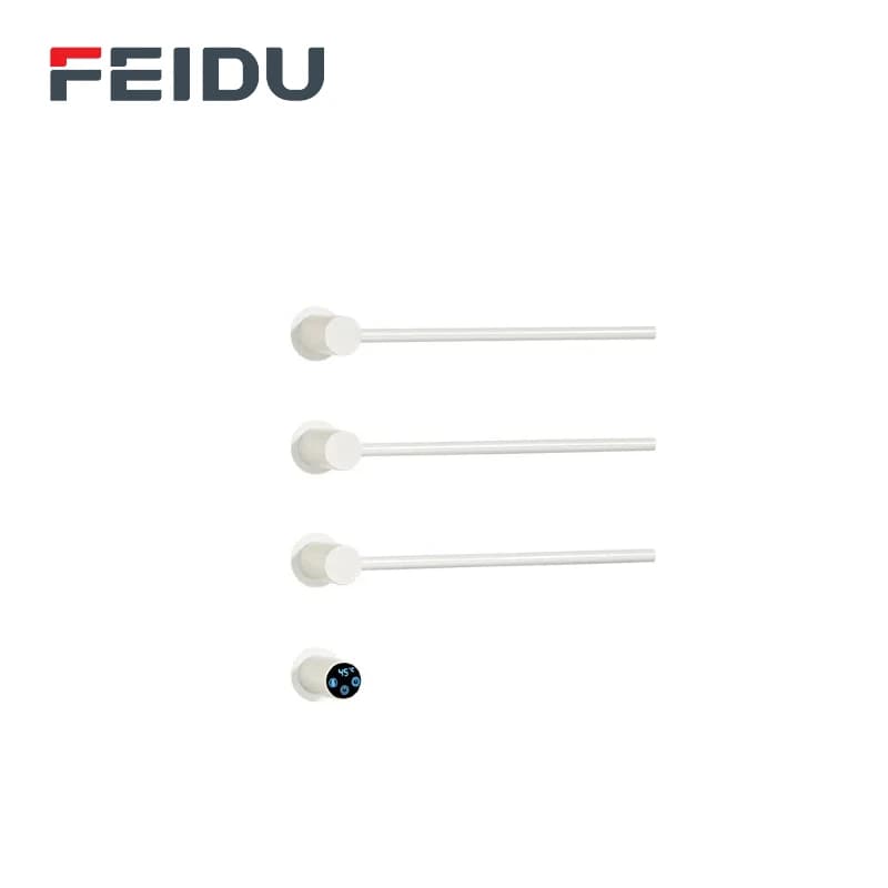 FEIDU Scaldasalviette Elettrico a Parete in Acciaio Inox, 80cm, 4 Barre, Display Digitale, Riscaldatore per Bagno