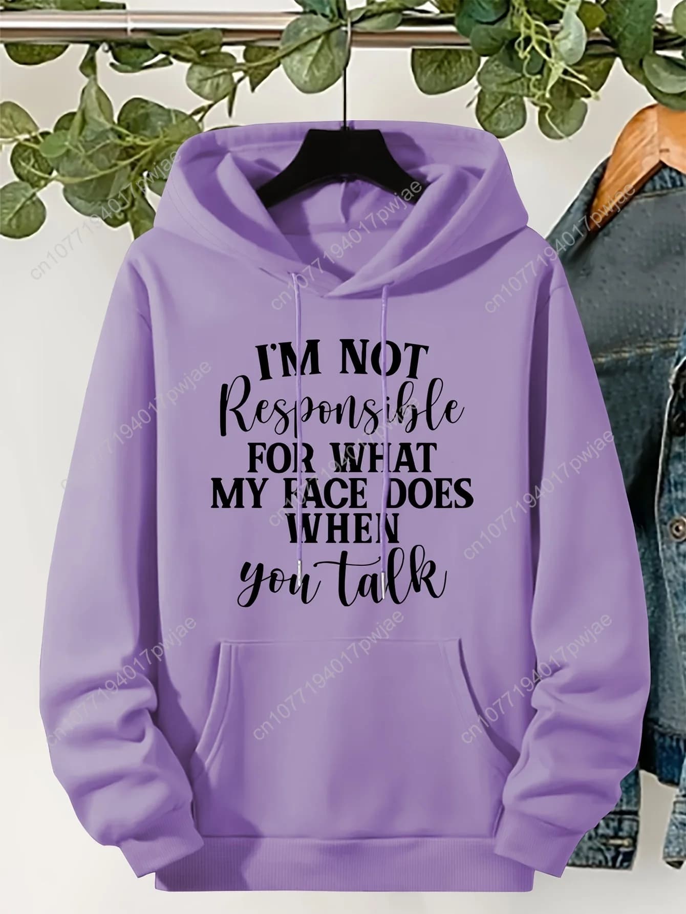 Women's hoodie with flower letter print cozy strong sizes, hood sweatshirt with warm pullover hood with Alfabeto/number AZ L