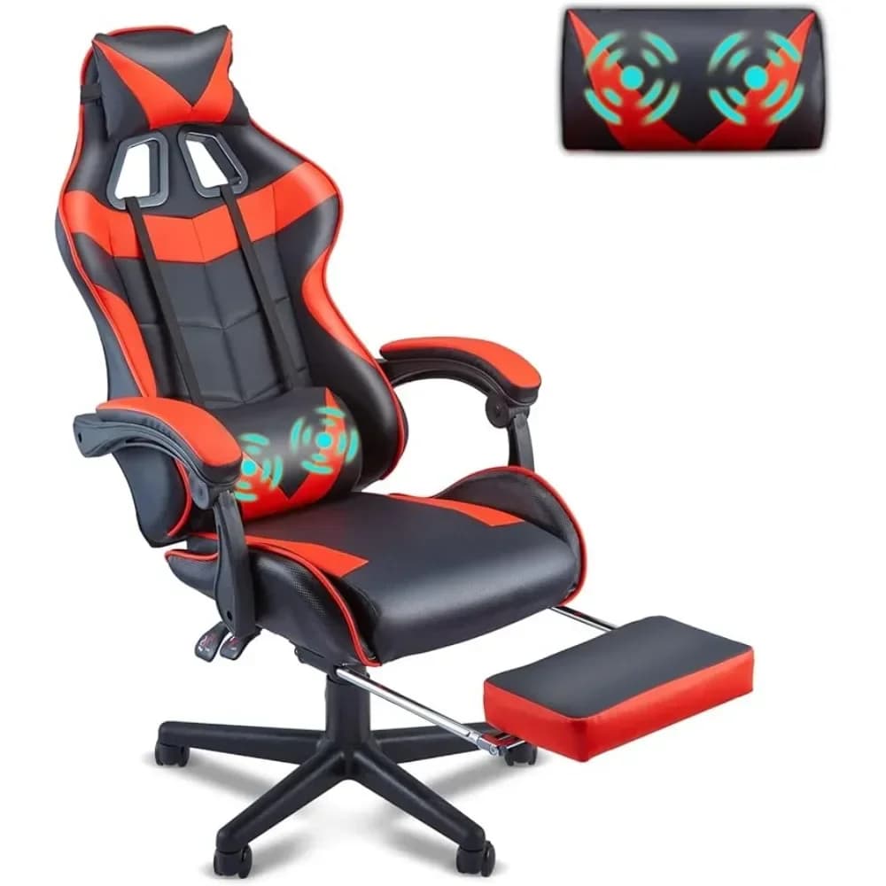 Ergonomic Game Chair With Adjustable Headrest and Lumbar Support Individual Armchair Red Gaming Chairs With Footrest Sofa Choise