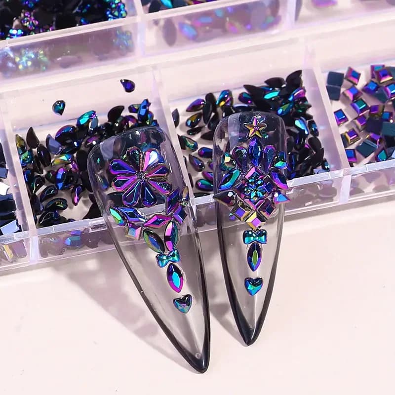 Multi forme 3D fondo piatto strass per unghie gemme colorate per unghie vetro AB cristallo kit ciondoli per unghie per manicure fai da te artigianale decora